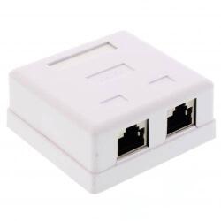 Well Priza dubla RJ45 FTP CAT5e conector ecranat pe tencuiala Well (LANBOX-SM-F5X2-WL)