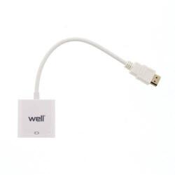 Well Cablu adaptor HDMI tata la VGA mama Well alb (ADAPT-HDMIM/VGAF-0.2WE-WL) - habo