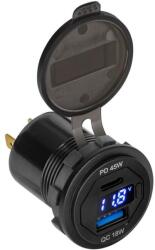Peiying Mufa montaj incarcare auto 12-24V - USB + USB type C PD QC 3.0 63W cu display PY-CHR0007 (PY-CHR0007)