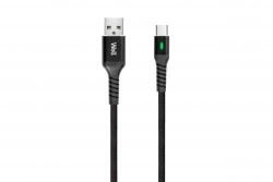 Well Cablu de date si incarcare USB Type C 1m Well indicator incarcare 3A negru (CABLE-USB/USBC-1BK04-WL) - habo