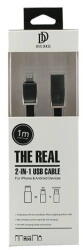 Dux Ducis Cablu USB My-Magic 2in1 Micro USB sau Lightning negru 1m plat (IUCAX21NEG) - habo