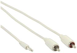 Valueline Cablu audio jack stereo 3.5 mm tata - 2x RCA tata 1m alb Valueline (VLMB22200W10) - habo