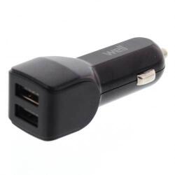 Well Alimentator USB bricheta auto 2 iesiri 2.4A negru Well (PSUP-USB-C224BK-WL)