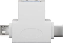 Goobay Adaptor USB 3.0 A mama la tata micro USB +USB Type C tata alb Goobay (55555) - habo