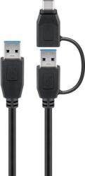 Goobay Cablu USB 3.0 A tata cu adaptor USB A tata la USB Type C tata 0.5m 5Gbit/s negru Goobay (55558) - habo