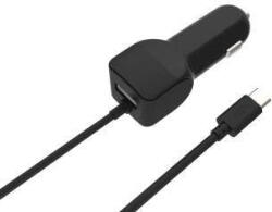 Well Alimentator USB bricheta auto cu cablu USB C 2 iesiri 2.4A negru Well (PSUP-USB-CC224BK-WL)