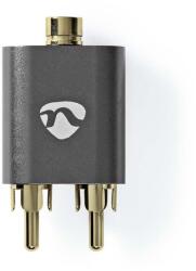 Nedis Adaptor audio PROFESIONAL stereo 2x RCA tata - Jack 3.5 mm mama Fabritallic Nedis gri metal CATB22255AL (CATB22255AL)