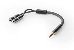 Nedis Adaptor audio pentru casti si microfon Jack 3.5 mm tata - 2x 3.5 mm mama Nedis gri metal (CATB22150GY02) - habo