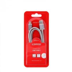 SKROSS Cablu USB 2 in 1 cu conector USB Type C argintiu 1m protectie metalica Steel Line Skross (2.700243) - habo