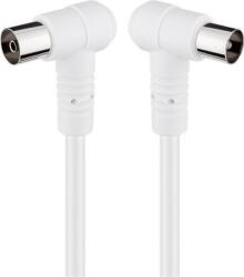 Goobay Cablu Coaxial 75ohmi Dublu ecranat 80dB mama-tata cu mufe cotite 1.5m 5.3mm alb Goobay 67353 (67353)