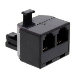 Well Adaptor 1x RJ11 6P4C tata - 2x RJ11 6P4C mama negru Well (TEL-0007BK-WL)
