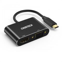 Choetech HUB USB Type C - 1x HDMI + 1x VGA Choetech M17 negru (HUB-M17-BK)