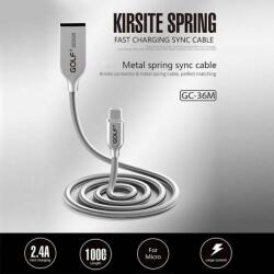 GOLF Cablu Kirsite Micro USB Golf 36M argintiu 1m 2.4A Fast Charging (GC-36MS) - habo