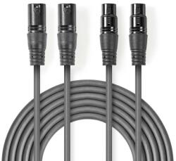 Nedis Cablu XLR Stereo Premium Nedis 2x XLR 3-pini tata - 2x XLR 3-pini mama 0.5m gri COTH15030GY05 (COTH15030GY05)
