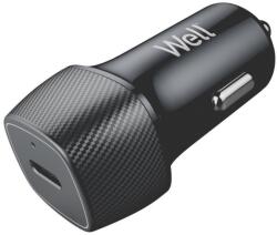 Well Alimentator bricheta auto 1x USB TYPE C 20W negru Well (PSUP-USB-CPD120BK-WL)