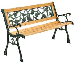 Juskys Bancă de grădină cu trandafiri, lemn masiv și fontă, 2 loc (200575)