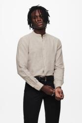 ONLY & SONS Only & Sons, Szűk fazonú lentartalmú ing mao gallérral, Drapp, 2XL (22019173-CHINCHILLA-XXL)