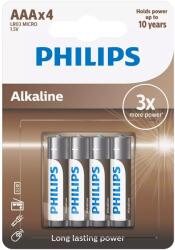 Philips Alkáline AAA elem, 4 db (LR03A4B/10)