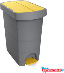  Szemetes kuka pedálos műanyag 60 literes Pelikán Slim eco fém színű sárga tetővel (53752)