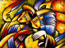  Matricás tapéta Absztrakt arcok, 400 x 250 cm