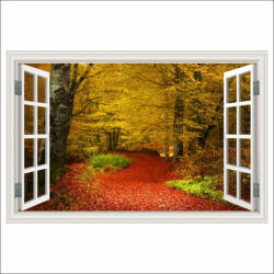  Falmatrica Őszi erdő ablak, piros levelek, 200 x 135 cm