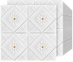 Teno 20x Teno® 3D tégla tapéta készlet, rombusz mintás kristállyal, 9, 8 nm fedőfelület, öntapadós, vízálló, könnyen szerelhető, modern design, 70x70 cm, sárga (TENO2417S20)