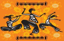  Matrica falfestmény Aficani táncosok, grafika, absztrakt3, 220 x 135 cm