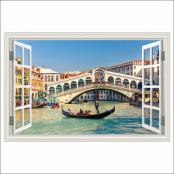  Öntapadós tapéta Rialto Bridge ablak, Velence, gondola, 250 x 170 cm