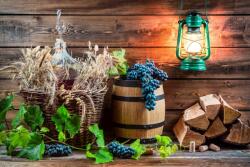  Öntapadós tapéta Hordó, szőlő, búza, lámpa, 200 x 150 cm