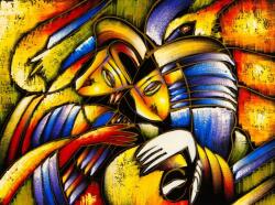  Matricás tapéta Absztrakt arcok, 250 x 200 cm