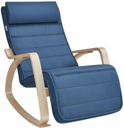 SONGMICS Hintaszék nyírfa karfákkal, állítható lábtámasz, éjkék (LYY010QP01) - pepita