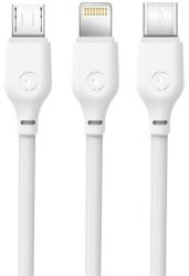 XO NB103 cablu de date 3in1 USB - Tip-C/fulger/microUSB, 100cm, ALB (XO-NB103_W)