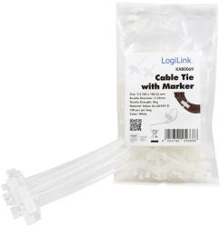 LogiLink Legături de cablu cu marker, PA66, 100 buc