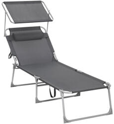 SONGMICS XXL Kerti Napozóágy Árnyékolóval Szürke (GCB22GYV2)