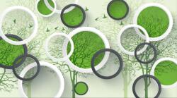  Öntapadós tapéta Fák fehér és fekete körökkel, 350 x 250 cm