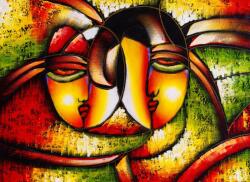  Matrica tapéta Absztrakt arcok2, 200 x 150 cm