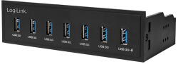 LogiLink USB 3.0 hub 5, 25", 7 portos, belső, gyorstöltő porttal, fekete