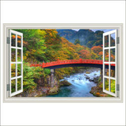  Öntapadós fotótapéta Window Bridge, erdő, őszi, 250 x 170 cm