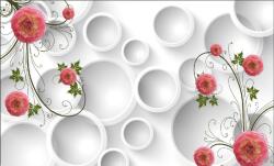  Öntapadós tapéta Piros pünkösdi rózsa és körök, 350 x 250 cm