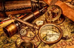  Falmatrica Térkép, nagyító, óra, távcső, iránytű, vintage2, 400 x 250 cm
