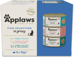 Applaws 48x70g Applaws szószban gazdaságos csomag, halválogatás (3 fajta), nedves macskaeledel