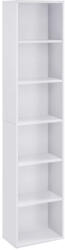 Brius Biblioteca verticala 40x24x179 cm, 6 rafturi din care 4 reglabile, PAL alb mat (EZ-LBC167T14) Raft