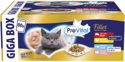 PreVital Fillet Selection nedves macskaeledel felnőtt macskáknak vegyes ízben szószban, zselében alutasakos macskatáp 80x85g - 6800 g