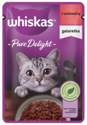 Whiskas Adult Pure Delight tasak 85g teljes értékű nedves eledel felnőtt macskáknak, marhahúsdarabkák zselében