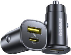 Baseus Incarcator Auto GoTrip, 30W, 3A, 1 x USB-A - 1 x USB-C, Negru
