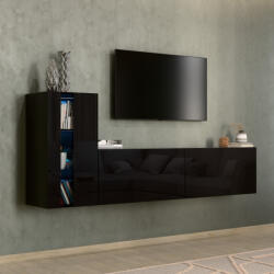 Intenso Concept-11 nappali faliszekrény sor - 200 cm (magasfényű fekete) - miniwebshop