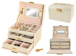 Beautylushh Ékszerdoboz ékszertok 20 rekeszes bézs 6347 (5902802908254)