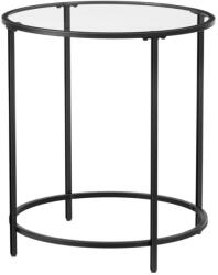 VASAGLE Kerek Üveg Kisasztal Fekete Acélvázzal (EUZ-LGT020B01) - prodis