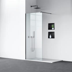 BALNEO Beira Walkin zuhanyfal átlátszó üveg 80x200 cm merevítővel, matt fekete profilszín K0101010110-4 (K0101010110-4)