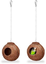 Relaxdays Set de 2 căsuțe pentru păsări din nucă de cocos (10134862)